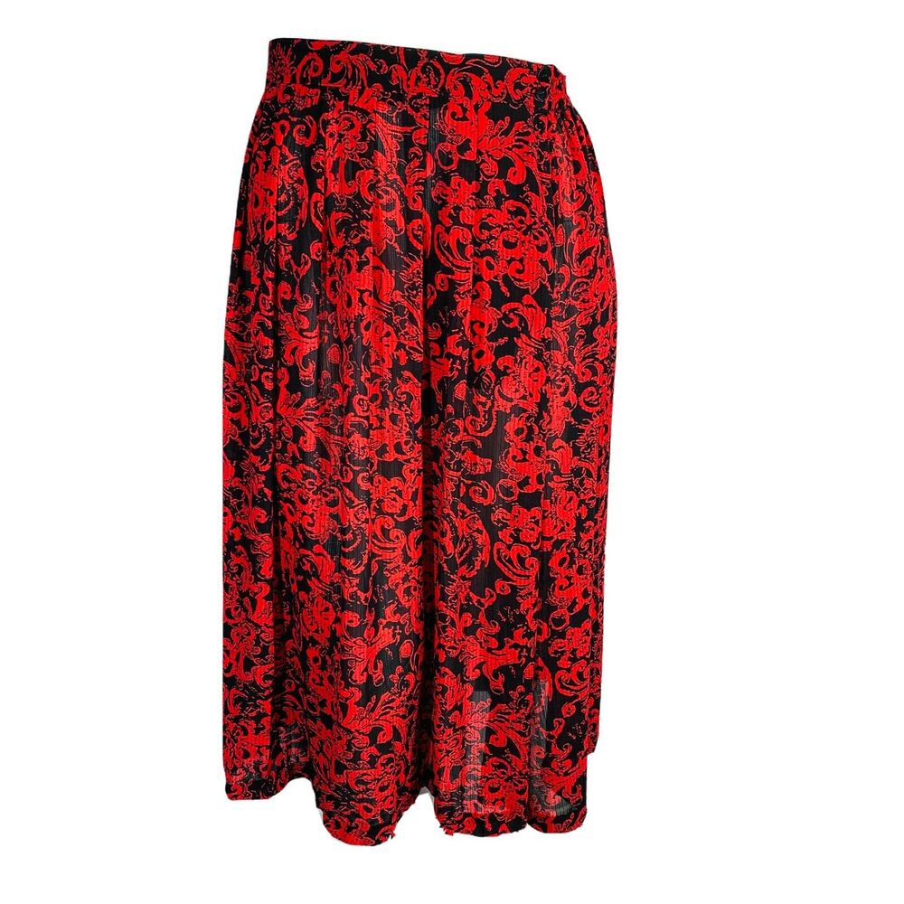 Vtg Josephine‎ Chaus Womans Sz 22W Skirt Red Black Polyester Skirt Pockets